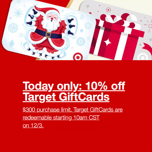 Target Gift Cards 10 off + Free S/H or Email Delivery