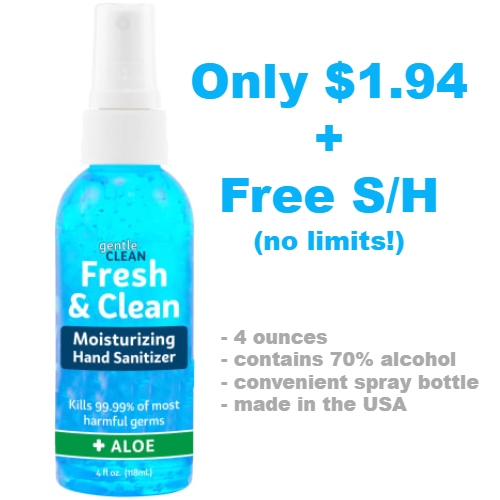 4 Oz Fresh N Clean Moisturizing Hand Sanitizer Only 1 94 Free S H