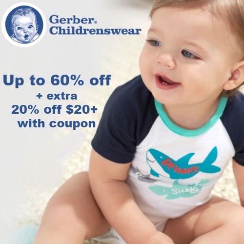 Gerber Childrenswear Coupon 20 off 20+ order code GERBER20