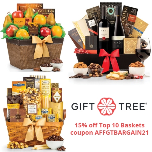 GiftTree Coupon 15 off Top 10 Baskets code AFFGTBARGAIN21